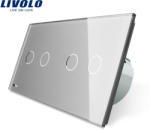 LIVOLO Intrerupator dublu + dublu cu touch Livolo din sticla - culoare gri