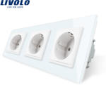 LIVOLO Priza tripla Livolo cu rama din sticla