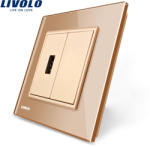 LIVOLO Priza USB Livolo cu rama din sticla - culoare auriu