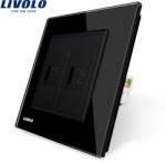 LIVOLO Priza dubla internet Livolo cu rama din sticla - culoare negru