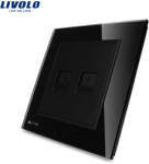 LIVOLO Priza dubla Telefon + Priza internet Livolo cu rama din sticla - culoare negru