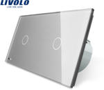 LIVOLO Intrerupator simplu + simplu cu touch Livolo din sticla - culoare gri