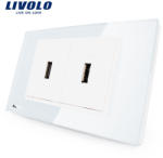 LIVOLO Priza dubla USB Livolo cu rama din sticla - standard italian