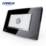 LIVOLO Priza TV satelit Livolo cu rama din sticla - standard italian - culoare negru
