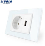 LIVOLO Priza simpla cu USB Livolo standard italian - culoare negru