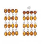  Több soros ezüst fülbevaló borostyán kövekkel 25as