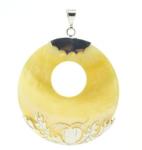  Nagy méretű csiszolt kagyló medál, ezüst díszítéssel