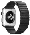 iUni Curea iUni compatibila cu Apple Watch 1/2/3/4/5/6/7, 40mm, Leather Loop, Piele, Black (510991_40)