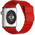 iUni Curea iUni compatibila cu Apple Watch 1/2/3/4/5/6/7, 44mm, Leather Loop, Piele, Red (510960_44)
