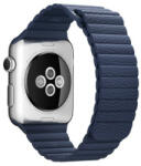 iUni Curea iUni compatibila cu Apple Watch 1/2/3/4/5/6/7, 44mm, Leather Loop, Piele, Midnight Blue (510984_44)