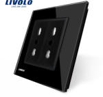 LIVOLO Priza dubla module inguste Livolo cu rama din sticla - standard german - culoare negru