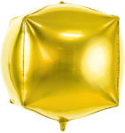 PartyDeco S. r. o Kocka alakú arany fólia lufi, 35cm
