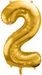 PartyDeco S. r. o 2. szám, fólia lufi, 86 cm, arany, tasakban