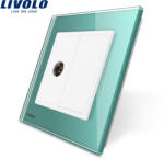 LIVOLO Priza simpla TV Livolo cu rama din sticla - culoare verde