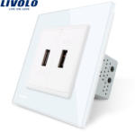 LIVOLO Priza dubla USB Livolo cu rama din sticla