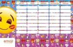 LIZZY CARD Smiley, emoji órarend nagy 238x155mm, kétoldalas, Girls (LIZ-18520805) - mesescuccok