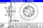 ATE Disc frana CITROEN C-ELYSEE (2012 - 2016) ATE 24.0313-0184.1