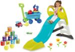 Smoby Set tobogan cu apă Toboggan KS Smoby 150 cm și cărucior de tras, piramidă din doze de la 24 luni (SM310269-10)