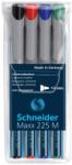 Schneider Universal non-permanent marker SCHNEIDER Maxx 225 M, varf 1mm, 4 culori/set - (N, R, A, V)