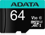 ADATA microSDXC Premier Pro 64GB UHS-I/U3/V30 AUSDX64GUI3V30SA2-RA1