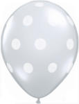 Party Center Baloane latex transparente 13cm - big polka dots, qualatex 25873 (PC_Q25873)