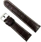  Curea Ceas Piele Naturala Maro Inchis Imprimeu Crocodil Cusatura Alba 20 mm WZ2162 (WZ2162)
