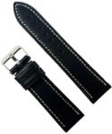  Curea Ceas Piele Naturala Neagra Cusatura Alba 22mm WZ2258 (WZ2258)
