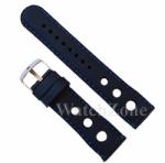  Curea de Ceas din Silicon Time Veranda - 22mm | Negru cu Cusătură Albastră și Găuri de Aerisire (WZ1314)