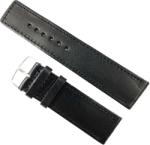  Curea Ceas XL din Piele Naturală Neagră, Dublu Strat cu Interior Negru și Cusătură Albă Contrastantă, Model WZ2921 (18mm - 22mm) (WZ2921)