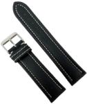  Curea Ceas Piele Naturala Neagra Cusatura Alba 22mm WZ2268 (WZ2268)