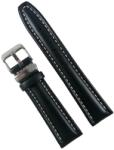  Curea Eichmuller - Piele Neagră cu Cusătură Albă - 20/22/24 mm - Cataramă Argintie - WZ2291 (WZ2291)
