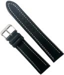  Curea Ceas Piele Naturala Neagra Cusatura Alba Casual 18mm, 20mm WZ2307 (WZ2307)