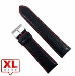  Curea Ceas XL 22mm 24mm 26mm 30mm - Piele Naturala Neagra Cusatura Rosie WZ2328 (WZ2328)
