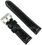  Curea Ceas Neagra Cusatura Alba 20mm 22mm 24mm (WZ1473)