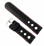  Curea de Ceas din Silicon Time Veranda - 22mm | Negru cu Cusătură Portocalie (WZ1313)
