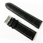  Curea Piele Neagră Imprimeu Crocodil - 16mm, 18mm, 20mm, 22mm, 24mm - WZ2688 (WZ2688)