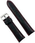  Curea Ceas Piele Naturala Neagra Cusatura Rosie Imprimeu Crocodil 18mm, 22mm WZ2263 (WZ2263)