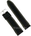  Curea Ceas Silicon Negru Cusatura Galbena 22mm WZ1939 (WZ1939)