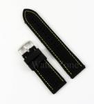  Curea Ceas Silicon Negru Cusatura Galbena 22mm 24mm 26mm WZ752 (WZ752)