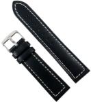  Curea Ceas Piele Naturala Neagra Cusatura Alba 18mm, 20mm, 22mm - WZ2287 (WZ2287)