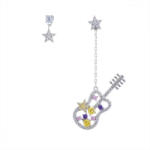  Platinával bevont függő gitár fülbevaló CZ kristályokkal (0865. ) (E05238B)