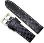 HCraft Curea Piele Naturală Neagră cu Imprimeu Carbon - Cusătură Gri - 22/24 mm (H-CARBON-GA)