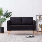 vidaXL Canapea cu 2 locuri, negru, material textil (281359) Canapea