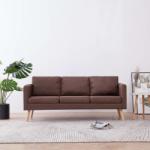 vidaXL Canapea cu 3 locuri, maro, material textil (281354) Canapea