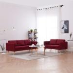 vidaXL Set de canapele, 2 piese, bordo, material textil (276857) Canapea