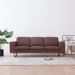 vidaXL Canapea cu 3 locuri, maro, material textil (281384) Canapea