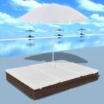 vidaXL Polyrattan napozóágy napernyővel (42949)