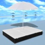 vidaXL Polyrattan napozóágy napernyővel (42950)