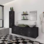 vidaXL Set mobilier baie 11 piese, chiuvete și robinete incluse, negru (273687)