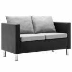 vidaXL Canapea cu 2 locuri, piele ecologică, negru și gri deschis (247165) Canapea
